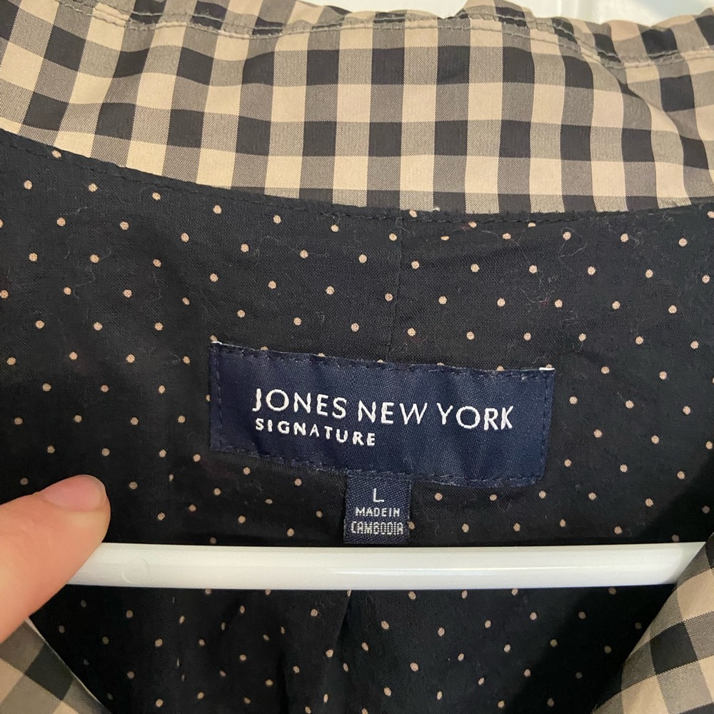 NWOT Jones New York Signature women’s gingham plaid button windbreaker jacket - Picture 4 of 8
